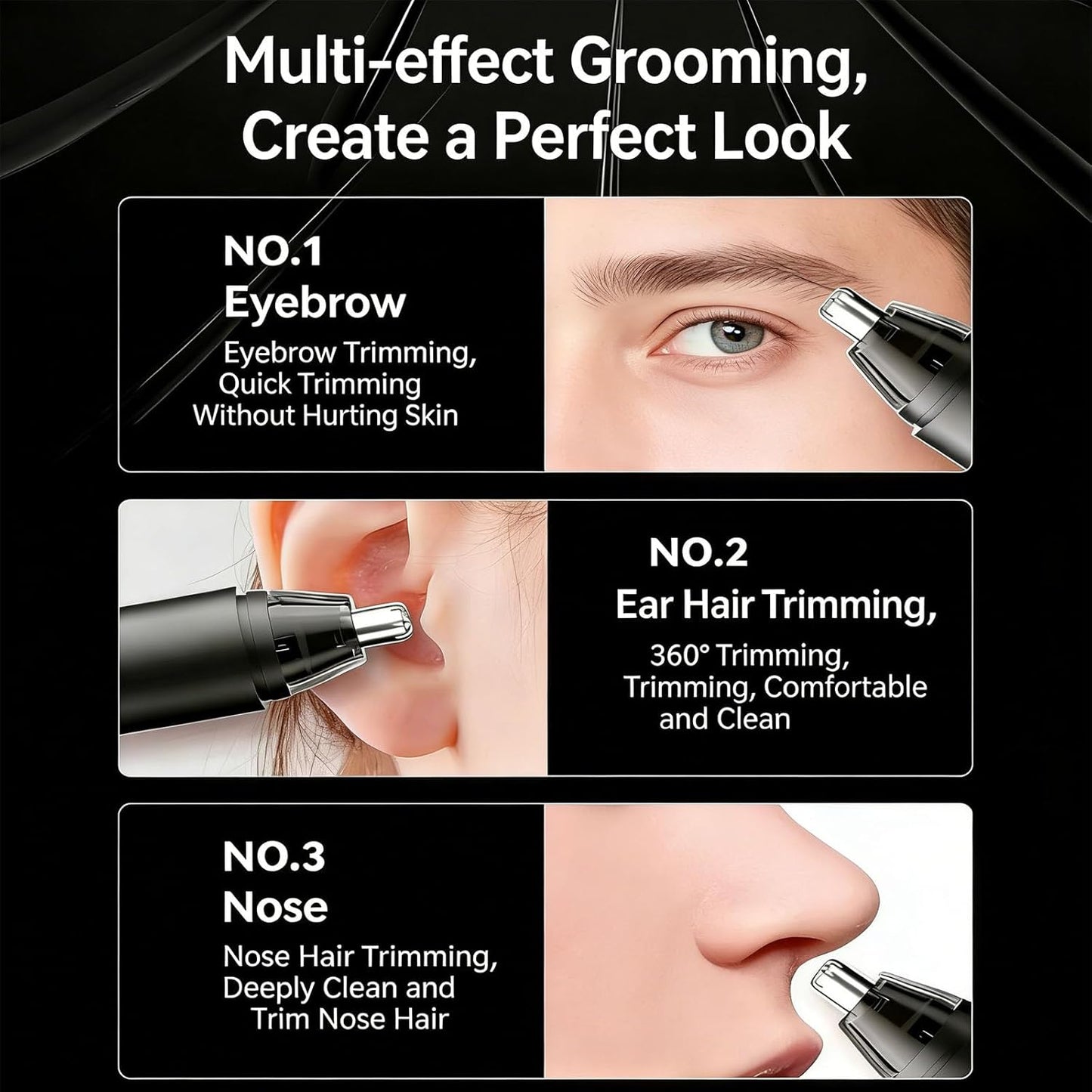 GLOWENCE NOSE HAIR TRIMMER FOR MEN & WOMEN PAINLESS 360º CUT IN 60S