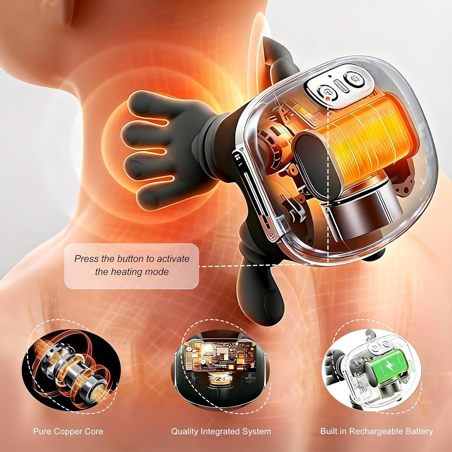 Glowence Shiatsu Neck & Shoulder Massager Cordless with Heat