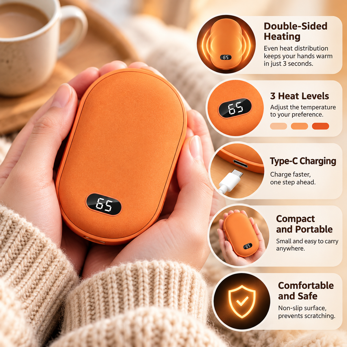 2-in-1 Rechargeable Hand Warmer & Power Bank