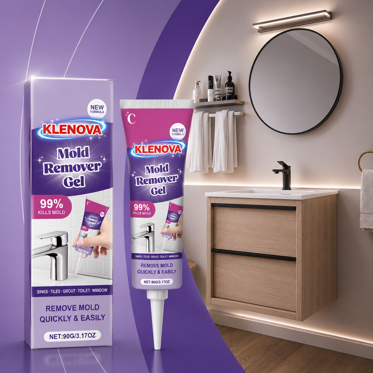 Klenova Mould Remover Gel Clings, Penetrates & Clears Mould in One Application