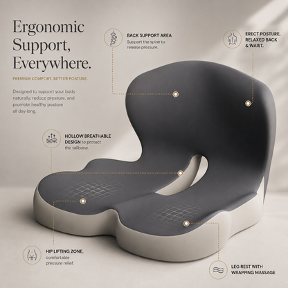 Glowence Coccyx Cushion, Memory Foam Seat Cushion for Tailbone Pressure Relief