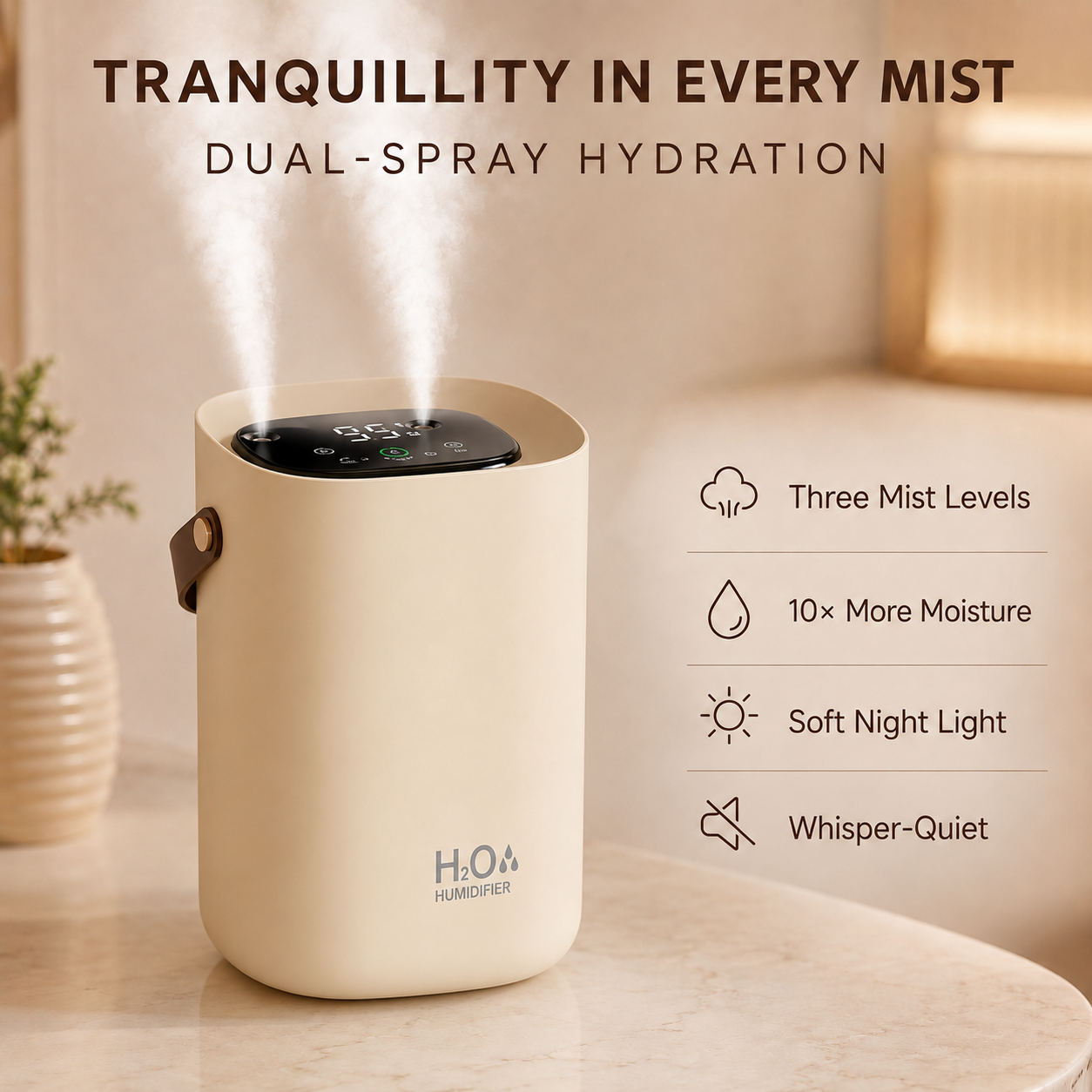 Glowence Cool Mist Baby Humidifier — Cordless, Dual Spray