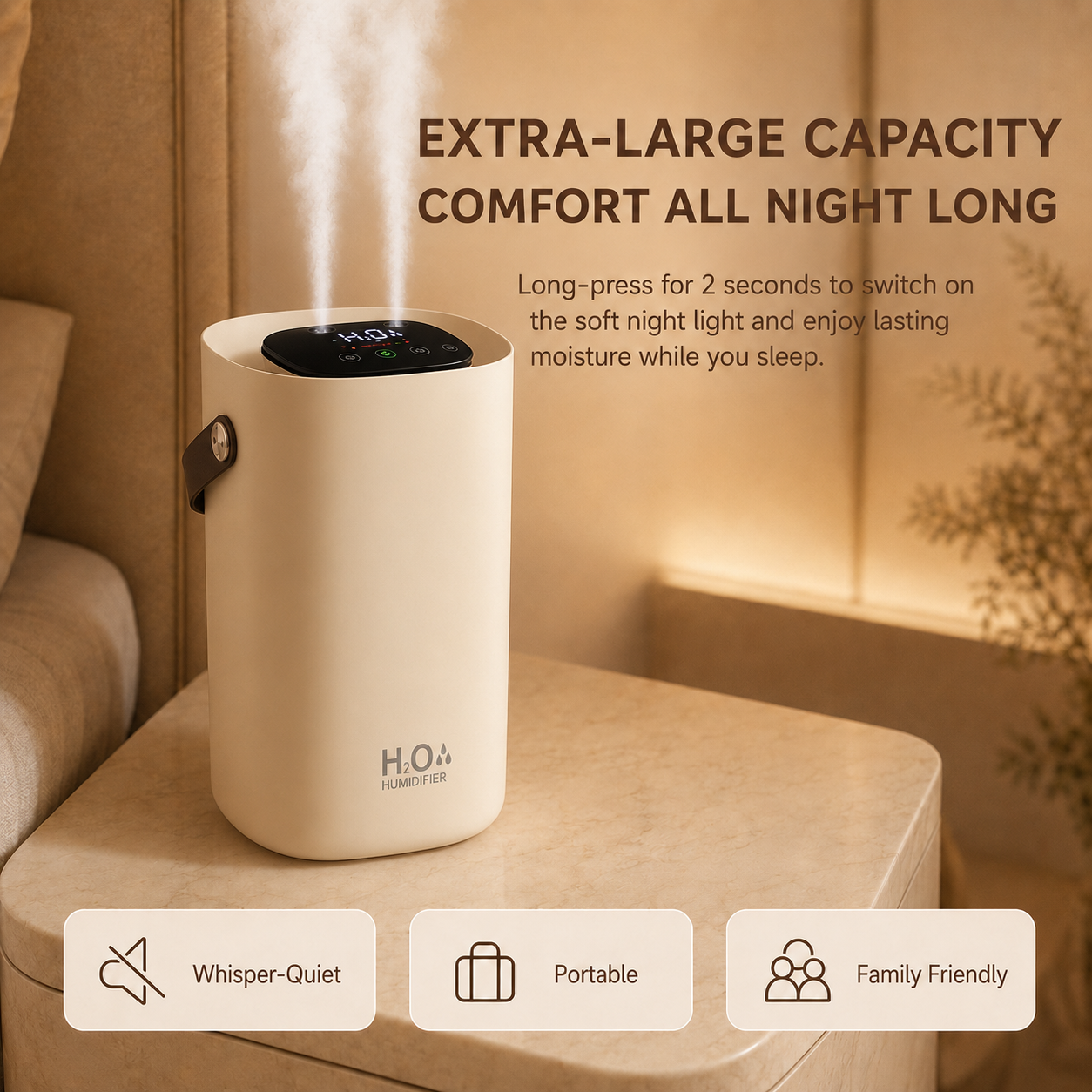 Glowence Cool Mist Baby Humidifier — Cordless, Dual Spray