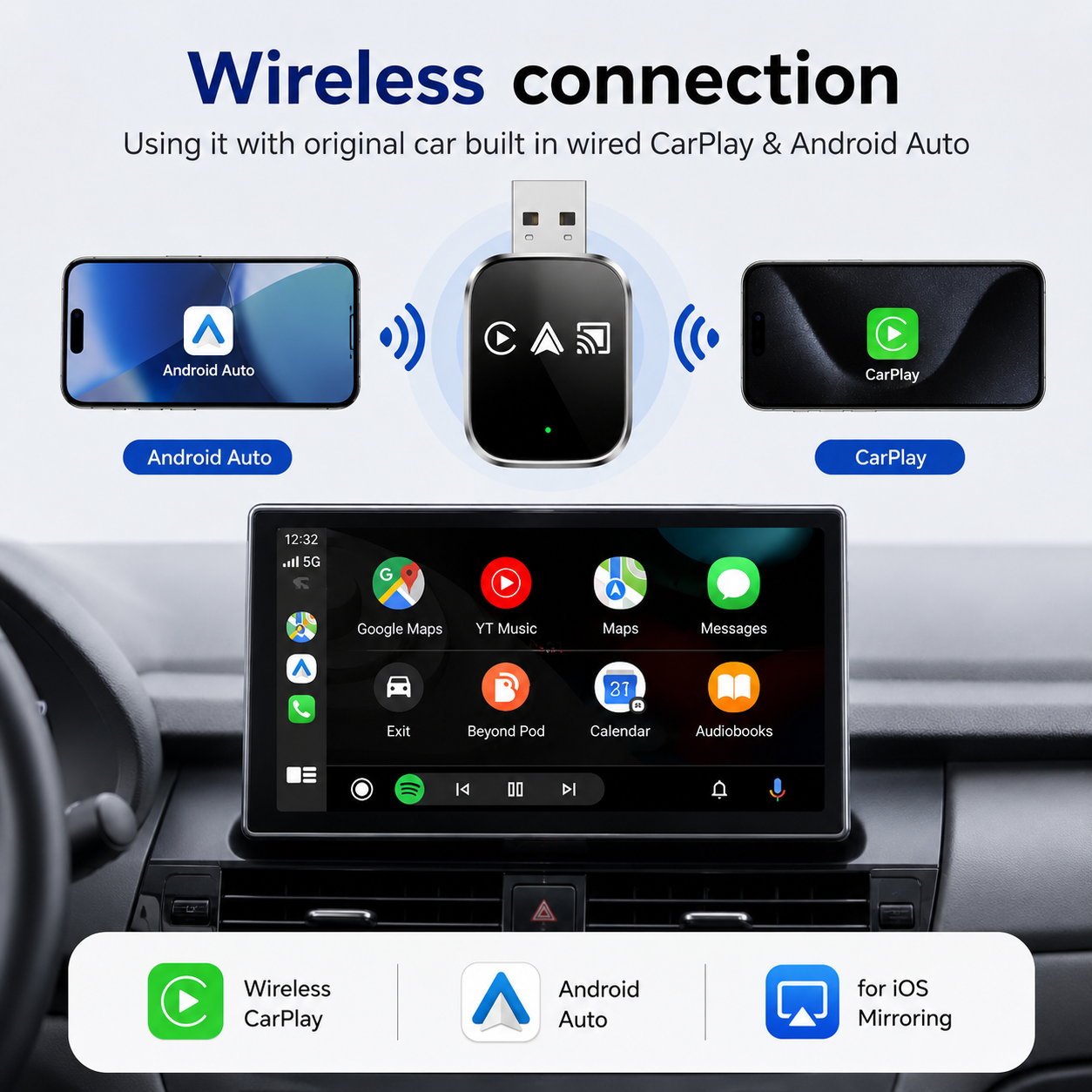 Carvion  Wireless CarPlay & Android Auto Adapter