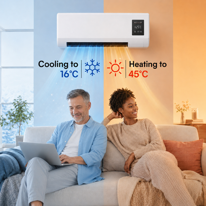 Klimura Wall Mounted Fan Heater & Cooler, 2 in 1 Portable Heater with Remote Control and Timer