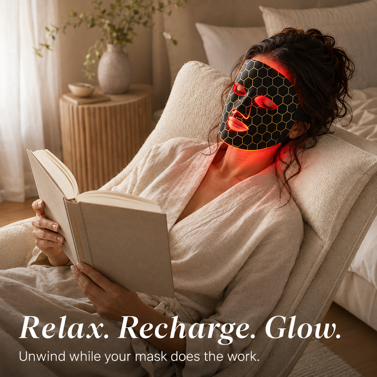 Glowence Aurelis 7 Colour LED Face Mask, Rechargeable, 15-Min Timer