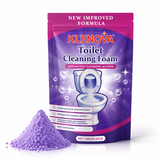 Klenova Toilet Cleaning Foam – No-Scrub Foaming Powder for Stains, Limescale & Odours