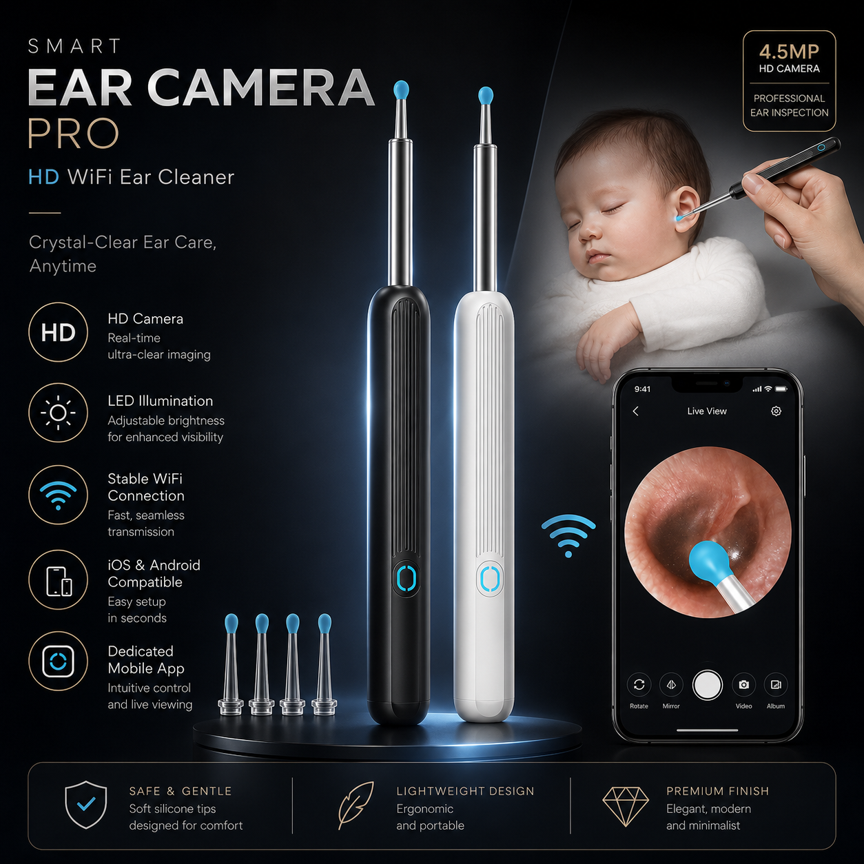 Glowence Ear Cleaner with Real-Time HD Camera | Safe At-Home Ear Wax Removal