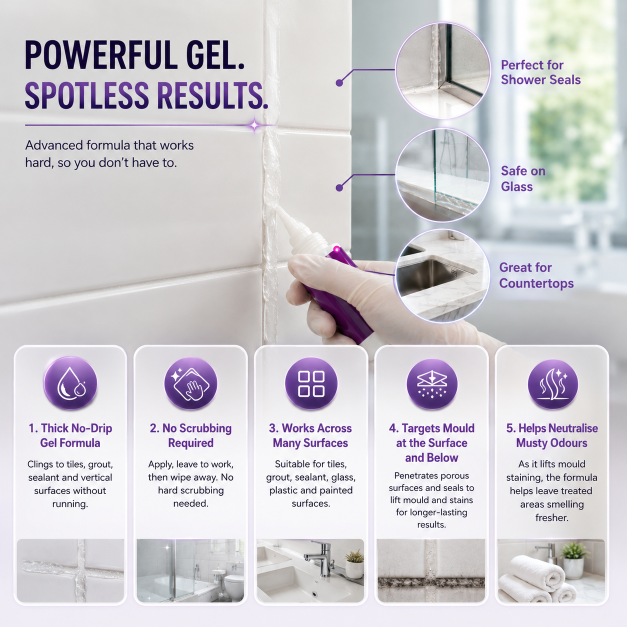 Klenova Mould Remover Gel Clings, Penetrates & Clears Mould in One Application