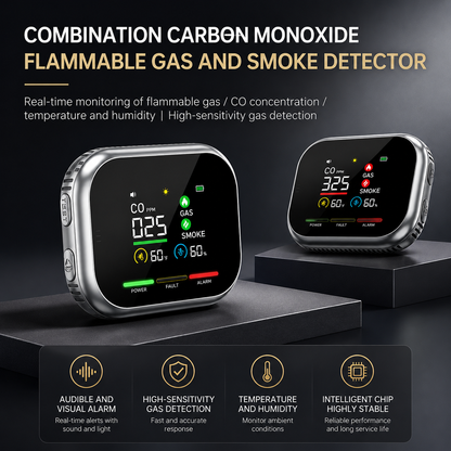 Vitalo AirSafe Digital Carbon Monoxide Detector — Plug-In CO Alarm with Live PPM Display & Battery Backup