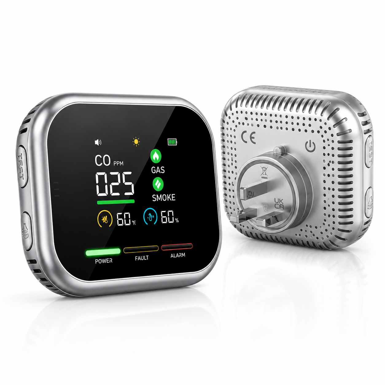 Vitalo AirSafe Digital Carbon Monoxide Detector — Plug-In CO Alarm with Live PPM Display & Battery Backup