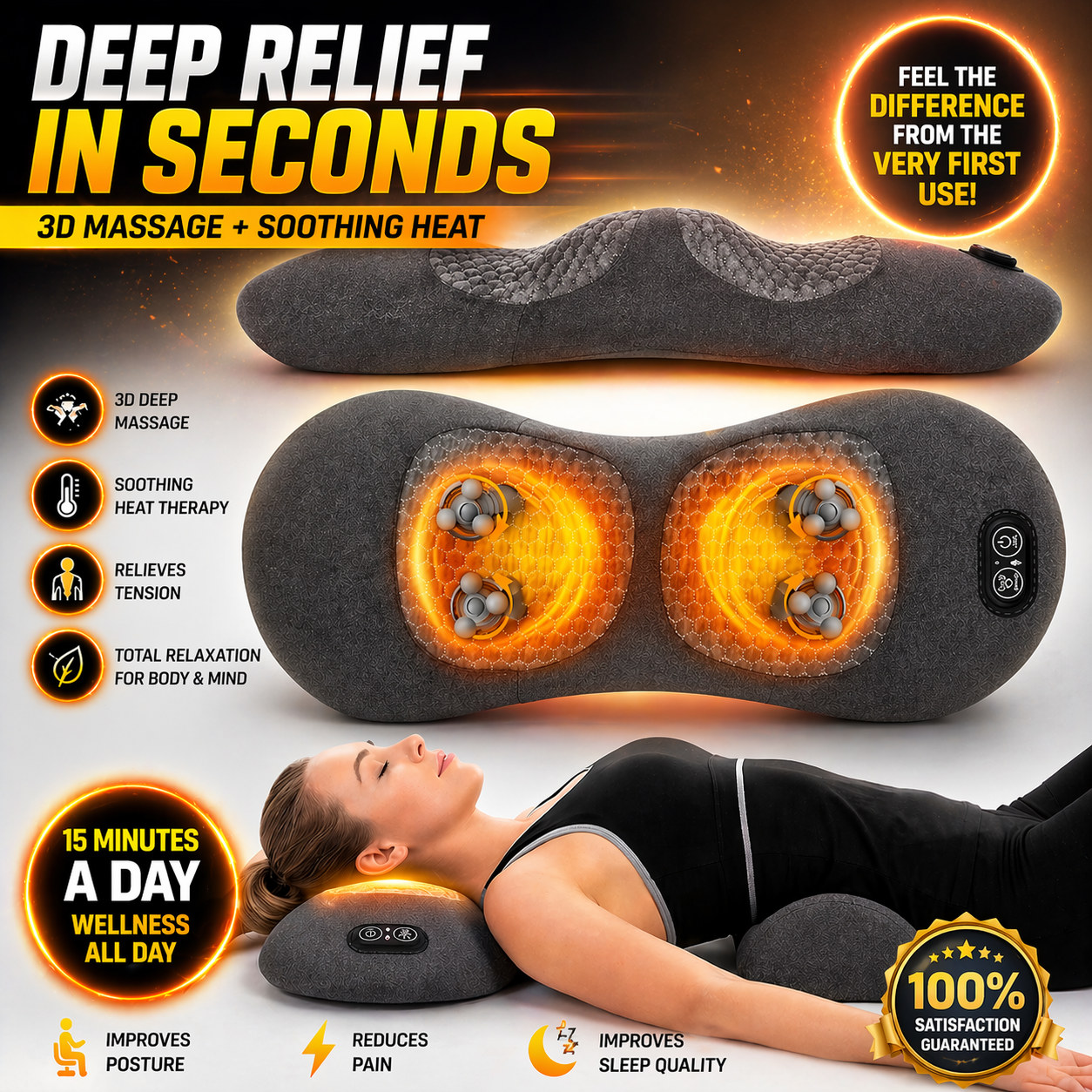 Glowence Back Stretcher - Traction, Heat & Massage