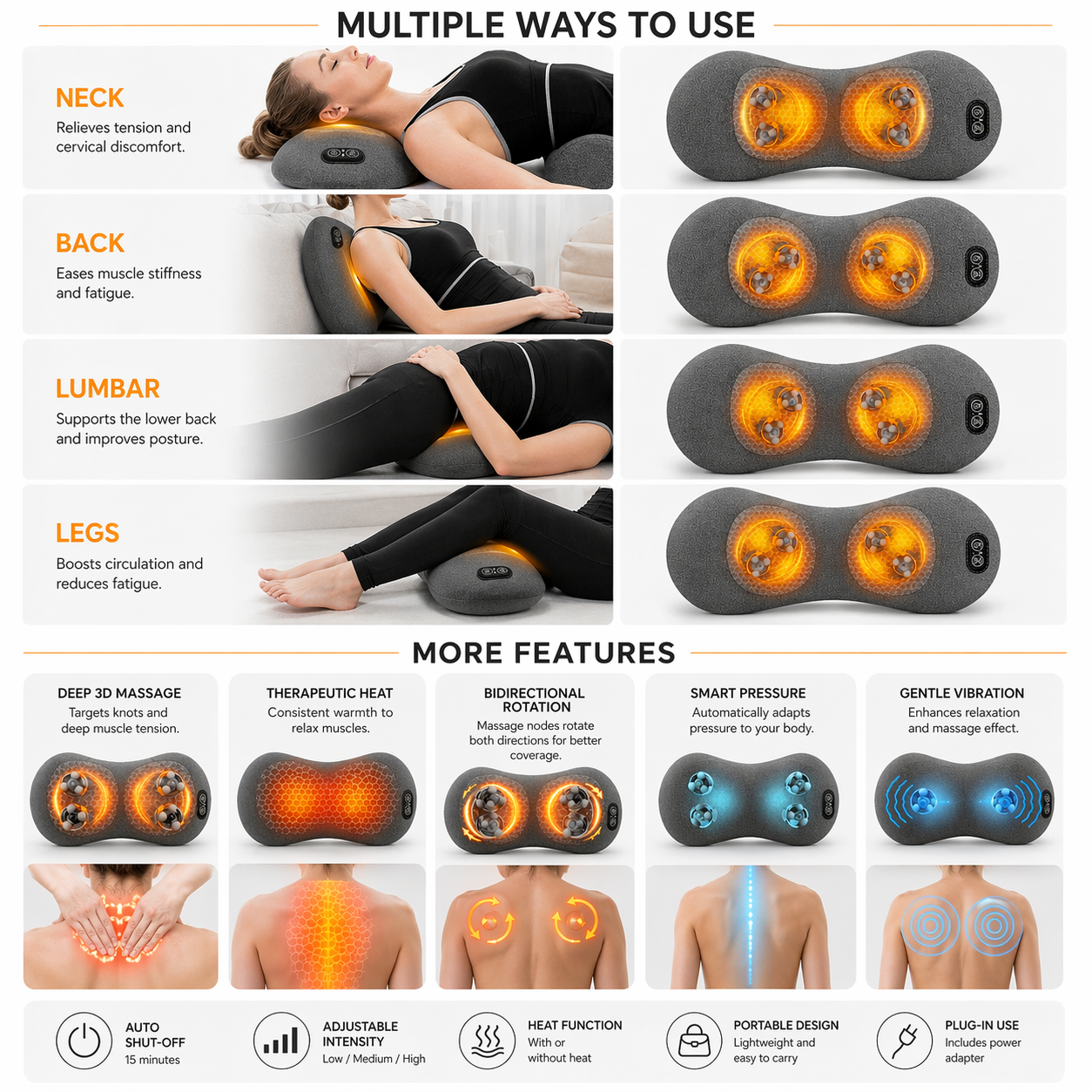 Glowence Back Stretcher - Traction, Heat & Massage