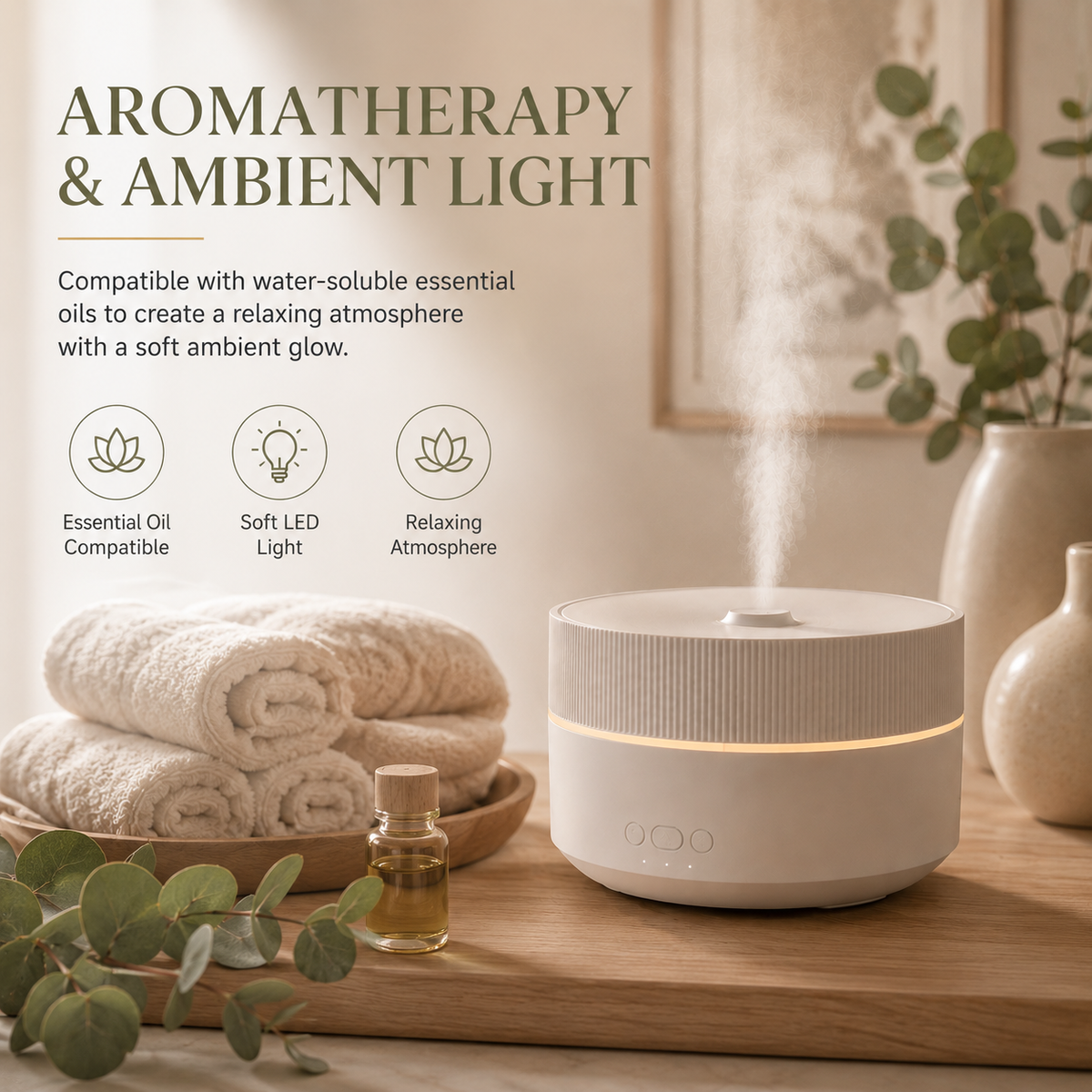 Glowence Air Humidifier — Quiet Cool Mist + Aroma