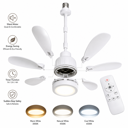 Coolnix Light Socket Fan — Screws In, No Wiring