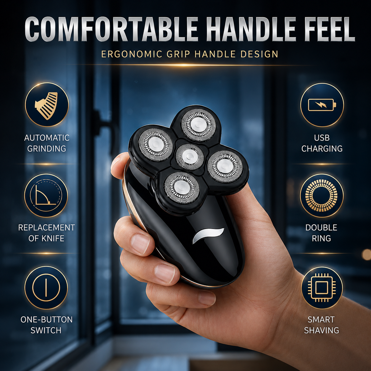 Glowence Head Shaver, 5D FlexBlade, Zero Razor Burn