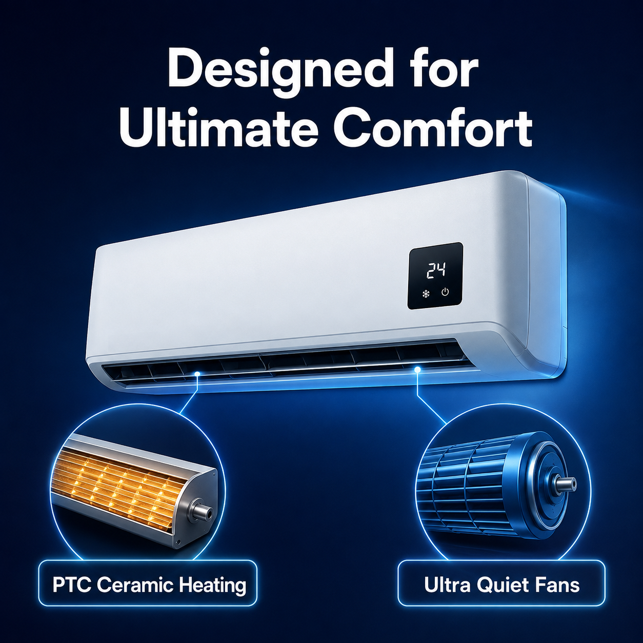 Klimura Wall Mounted Fan Heater & Cooler, 2 in 1 Portable Heater with Remote Control and Timer