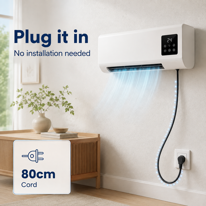 Klimura Wall Mounted Fan Heater & Cooler, 2 in 1 Portable Heater with Remote Control and Timer