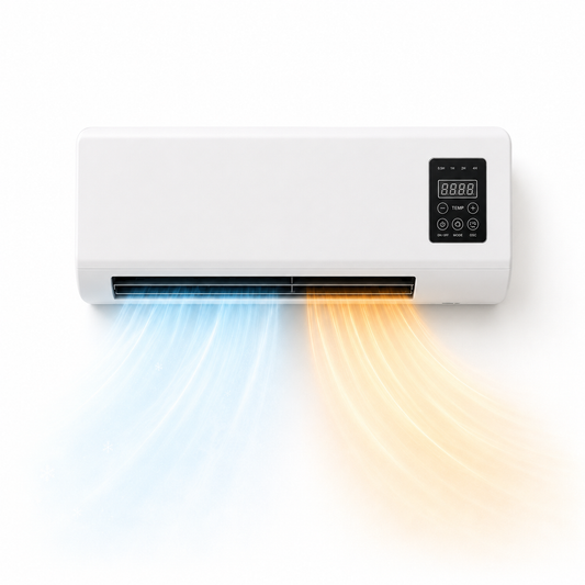 Klimura Wall Mounted Fan Heater & Cooler, 2 in 1 Portable Heater with Remote Control and Timer