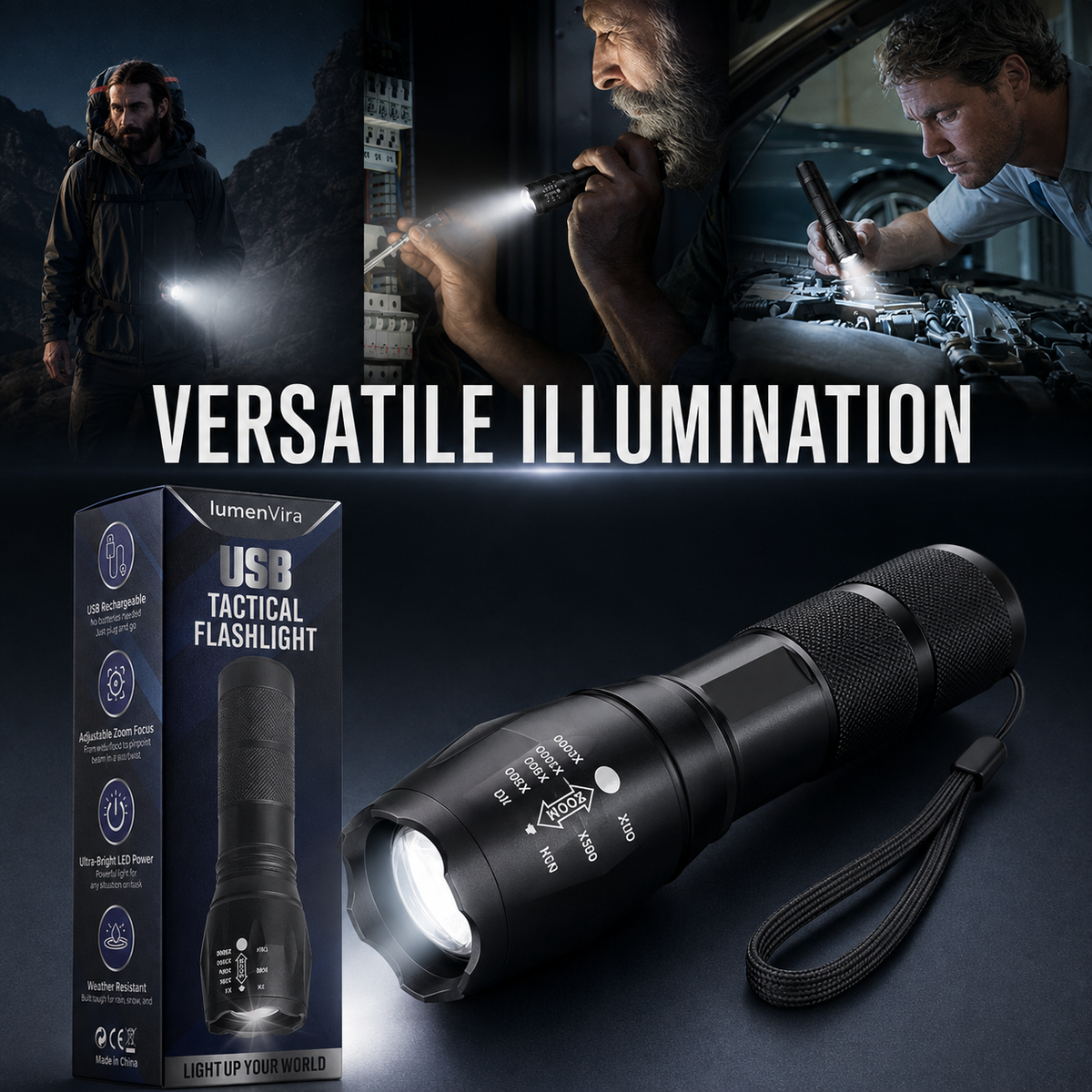 LumenVira LED Tactical Flashlight 2000 Lumens
