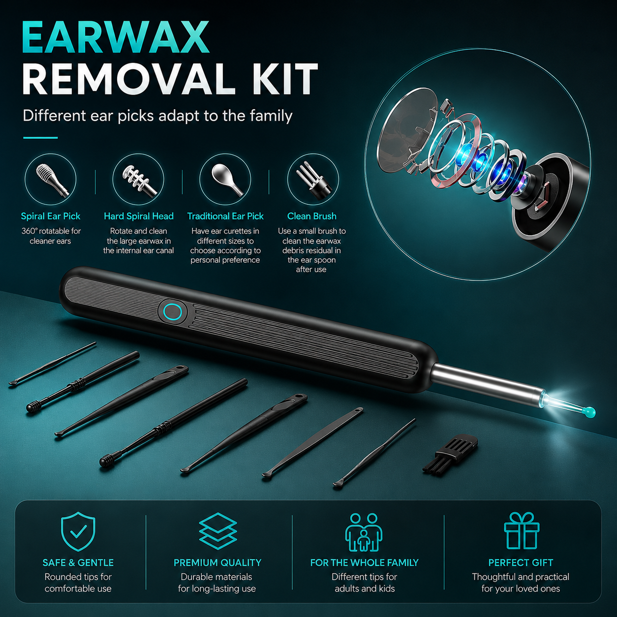 Glowence Ear Cleaner with Real-Time HD Camera | Safe At-Home Ear Wax Removal