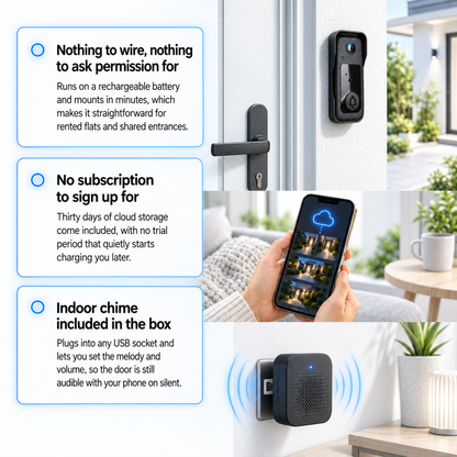 Tolven Wireless Video Doorbell with Camera