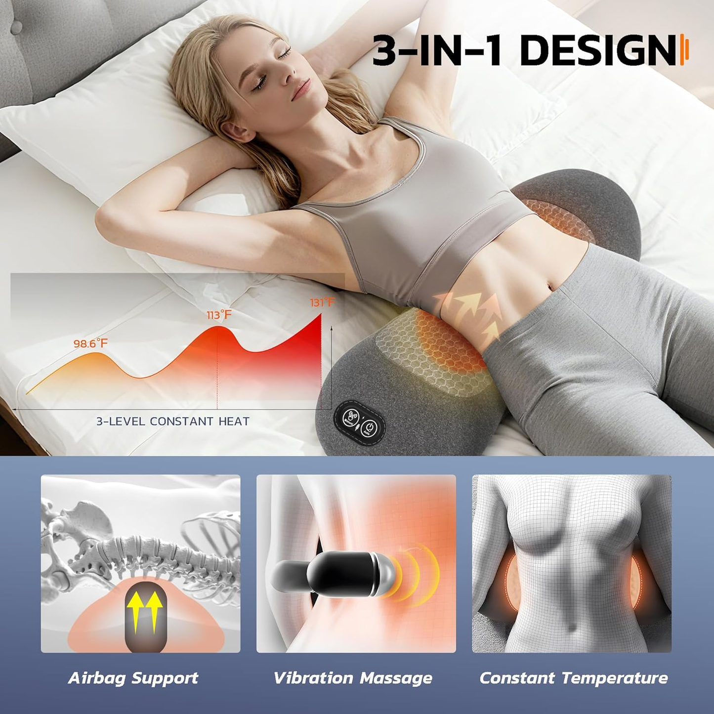 Glowence Back Stretcher - Traction, Heat & Massage