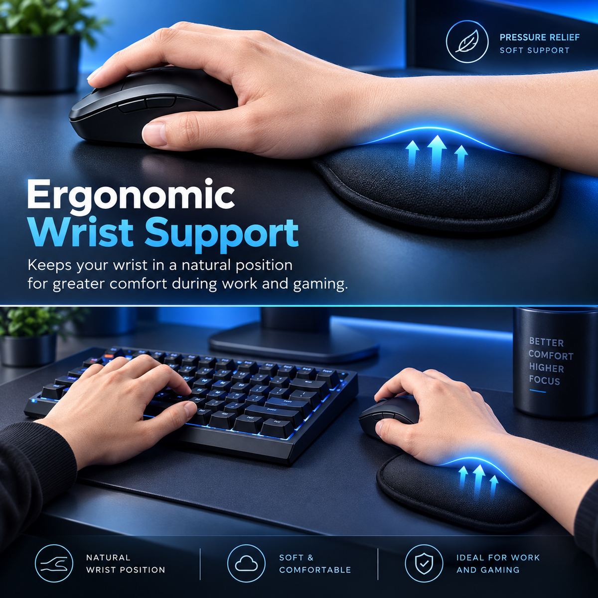 3-Piece Desk Wrist Support Set