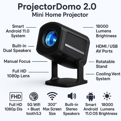 ProjectorDomo 2.0 Mini Home Projector